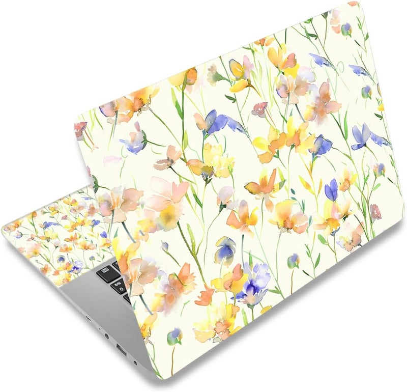 WINTOJO 11.6 13 13.3 14 15 15.6 inches Netbook Laptop Skin Sticker Decal Reusable Protector Cover Case for Laptop Notebook chromebook Yellow Flowers W-NEK-58 - Image 1